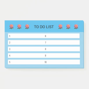 Modern Floral To Do List on Turquoise & White Post-it Notes