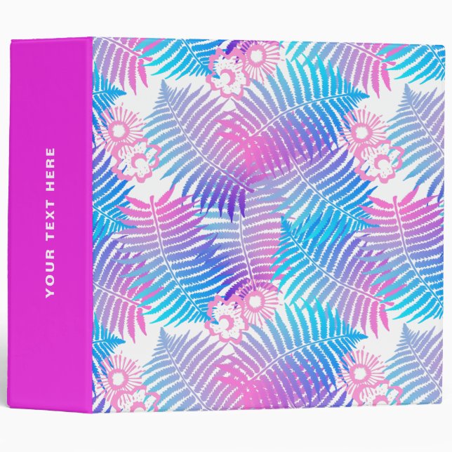 Modern Floral Tropical Leaf Pattern Binder (Front/Spine)