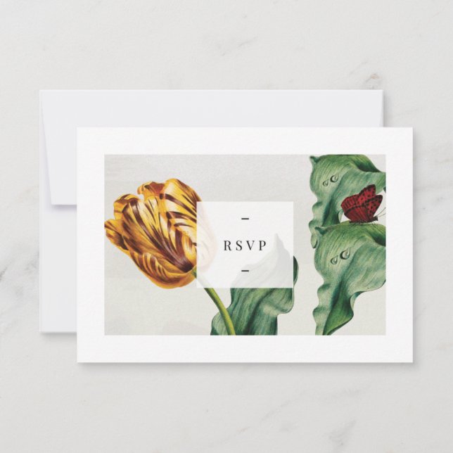 Modern Floral Tulip RSVP Card (Back)