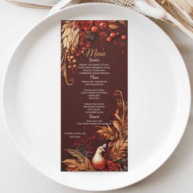 Modern Floral Turkey Elegant Wedding Menu (Creator Uploaded)