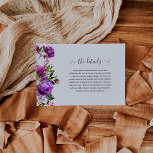 Modern Floral Vibrant Bold Bright Purple Wedding Enclosure Card