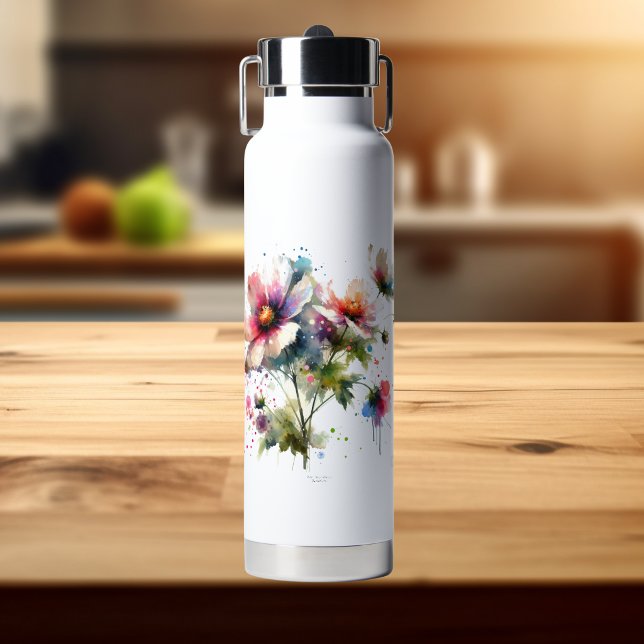 Modern Floral Water Bottle ( Elegant floral design)