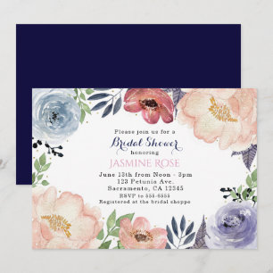 Modern Floral Watercolor Bridal Shower Invitations