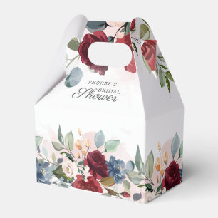 Modern Floral Watercolor Burgundy Bridal Shower Favor Box