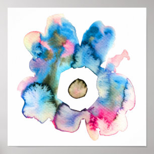 Modern floral watercolor hand drawn flower poster