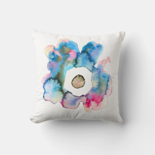 Modern floral watercolor hand drawn flower throw pillow