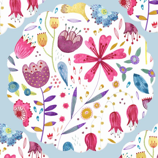 Modern Floral Watercolor Paper Coaster (Floral watercolor modern paper coasters)