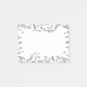 Modern Floral Watercolor Script Name Post-it Notes