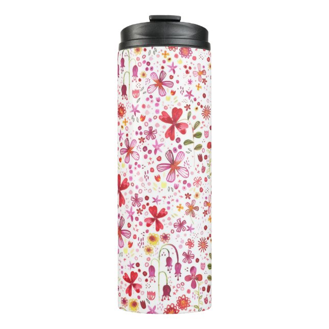 Modern Floral Watercolor Thermal Tumbler (Front)