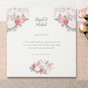 Modern Floral Watercolor Wedding Elegant Quote Guest Book
