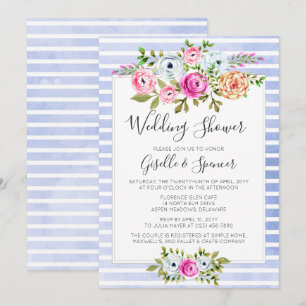 Modern Floral Watercolor Wedding Shower Invitation