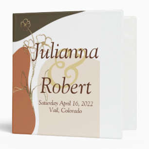 Modern floral wedding 3 ring binder