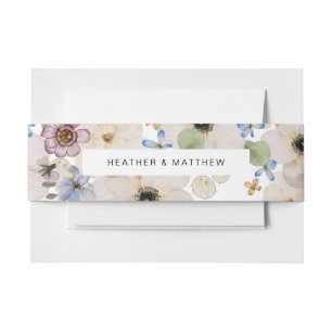 Modern Floral Wedding Belly Band Invitation Belly Band