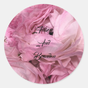 Modern floral wedding envelope classic round sticker