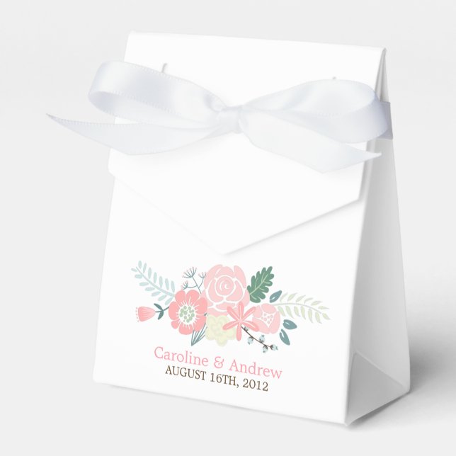 Modern Floral Wedding Favor Box (Front Side)