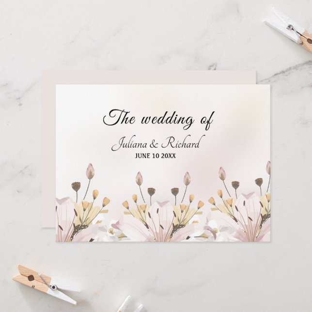 Modern Floral Wedding Guest Card (Front/Back In Situ)