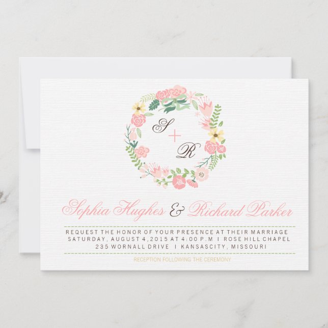 Modern Floral Wedding Invitation (Front)