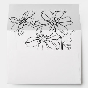 Modern Floral Wedding Invitation, Botanical  Envelope