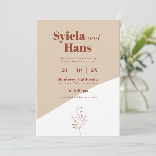 Modern floral wedding invitations (Standing Front)