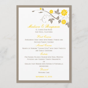 Modern Floral Wedding Menu - Mustard