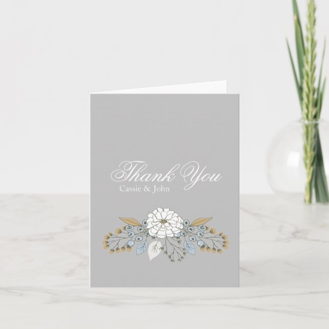 Modern Floral Wedding Personalized Thank You Note Card (Front)