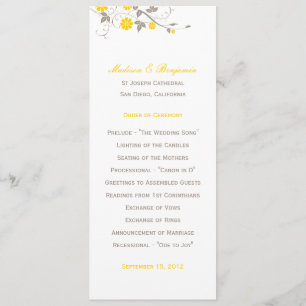 Modern Floral Wedding Program - Mustard