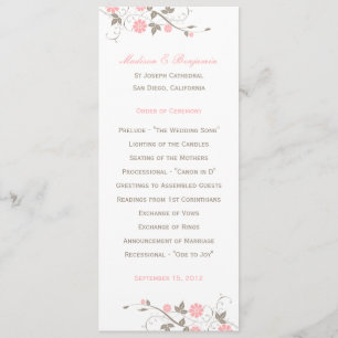 Modern Floral Wedding Program  - Soft Pink