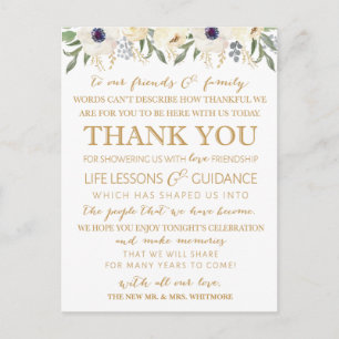 Modern Floral Wedding Thank You Place Card