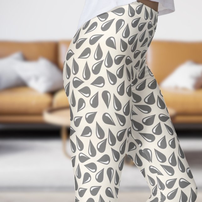 Modern Floral White and Black Flick Pattern Leggings (Modern Floral White and Black Flick Pattern Leggings)