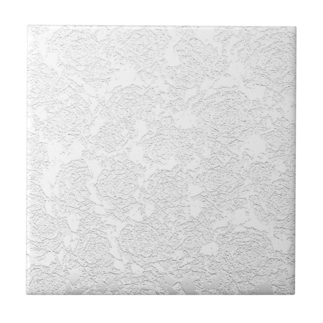 Modern Floral White Contemporary Pattern Tile (Front)