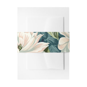 Modern Floral White Wedding Invitation Belly Band