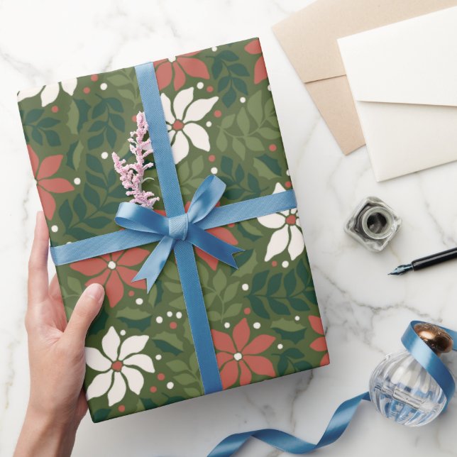 Modern Floral Wildflower Christmas Wrapping Paper (Gifting)