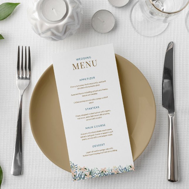 Modern floral wildflower wedding menu card (Creator Uploaded)