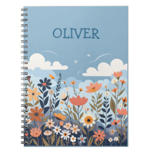 Modern Floral Wildflowers  Personalized Notebook