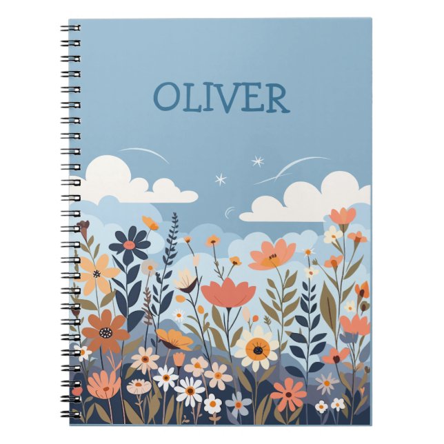 Modern Floral Wildflowers  Personalized Notebook (Front)