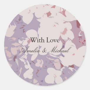 Modern Floral With Love Wedding Classic Round Sticker