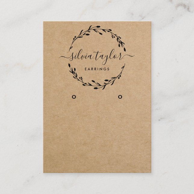 Modern Floral Wreath Earring display Business Card (Front)