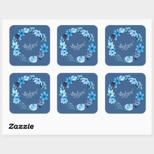 Modern Floral Wreath Greetings Postage Square Sticker