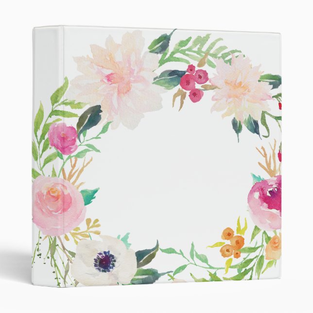 Modern Floral Wreath White Binder (Front/Spine)