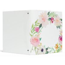 Modern Floral Wreath White Binder