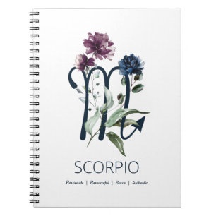Modern Floral Zodiac Star Sign Scorpio Notebook