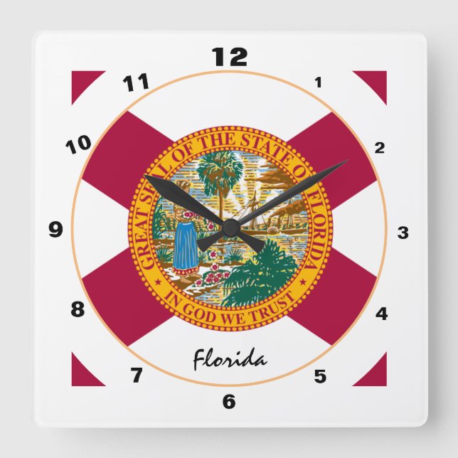 Modern Florida Home, Florida  Flag design / USA  Square Wall Clock (Front)