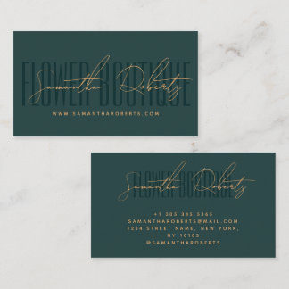 Modern florist flower boutique green  business card