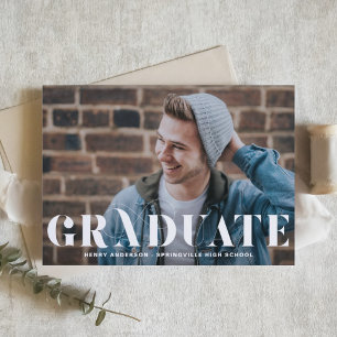 Modern Flourish Typography Photo Graduation Invitation