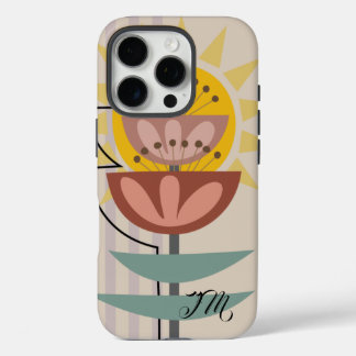 Modern flower and custom text iPhone 16 pro case