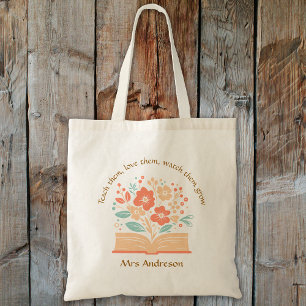 Modern Flower Book Teacher Thank You Gift  Tote Bag
