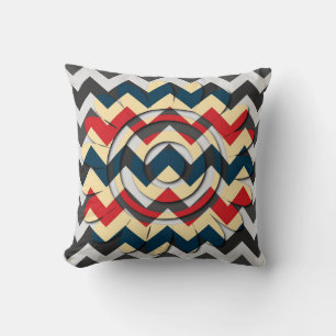 Modern Flower Chevron Zigzag Pattern 2 Throw Pillow