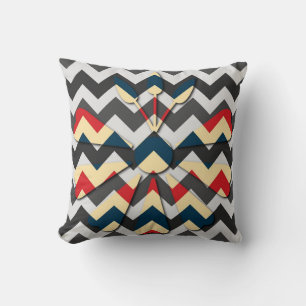 Modern Flower Chevron Zigzag Pattern Throw Pillow