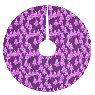 Modern flower Christmas trees - amethyst purple Brushed Polyester Tree Skirt