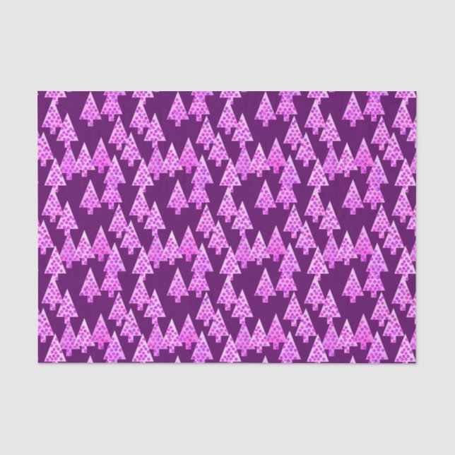 Modern flower Christmas trees - amethyst purple Tissue Paper (Front)